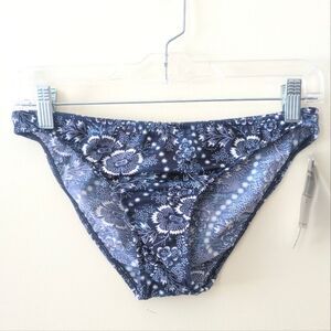 Ralph Lauren Hipster Bikini Swim Bottoms Blue White Print Size Small NWT